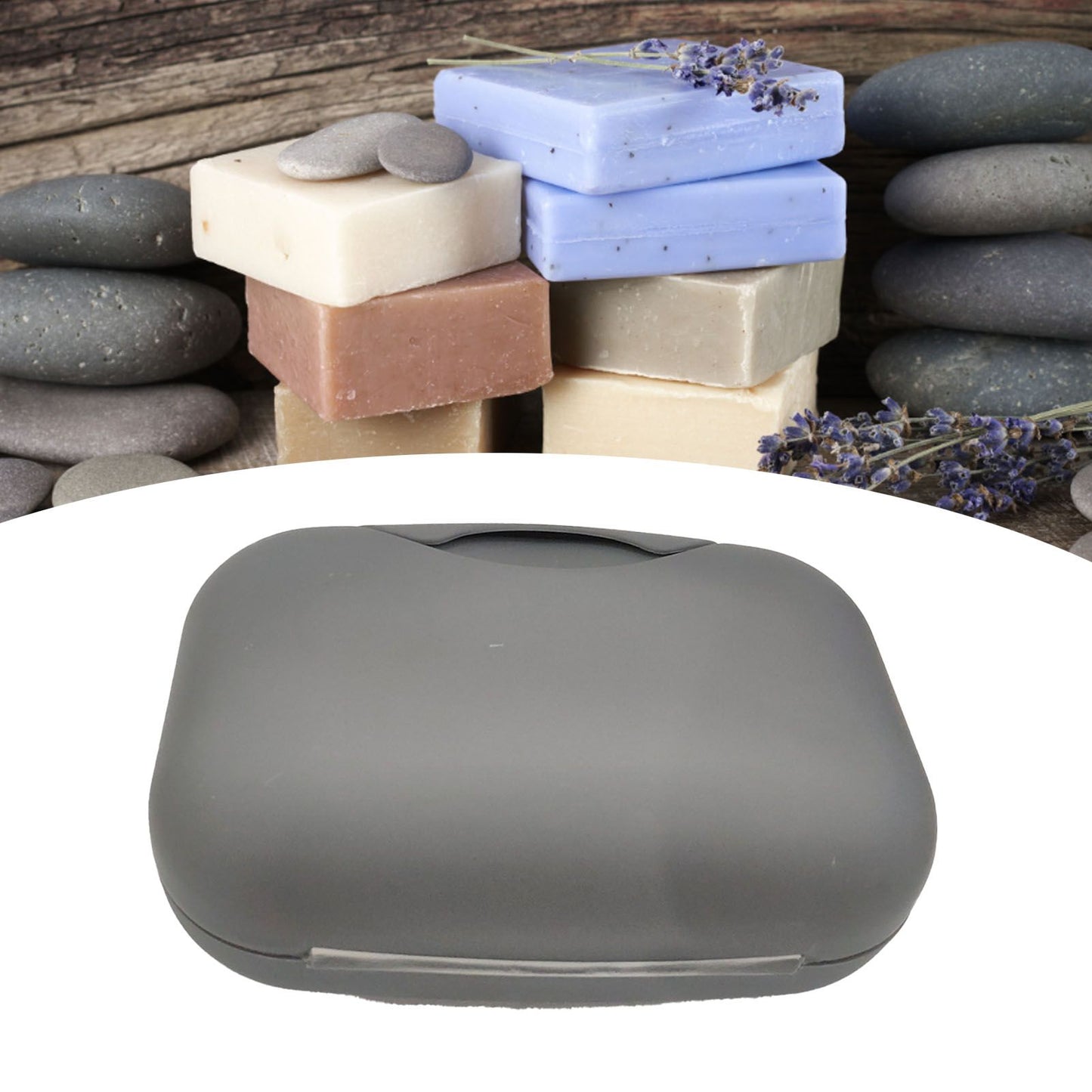 Soap Container Waterproof Washable Grey Portable Soap Case with Lock for Home Ourdoor Travelling V1294-YM0512-3112220081311