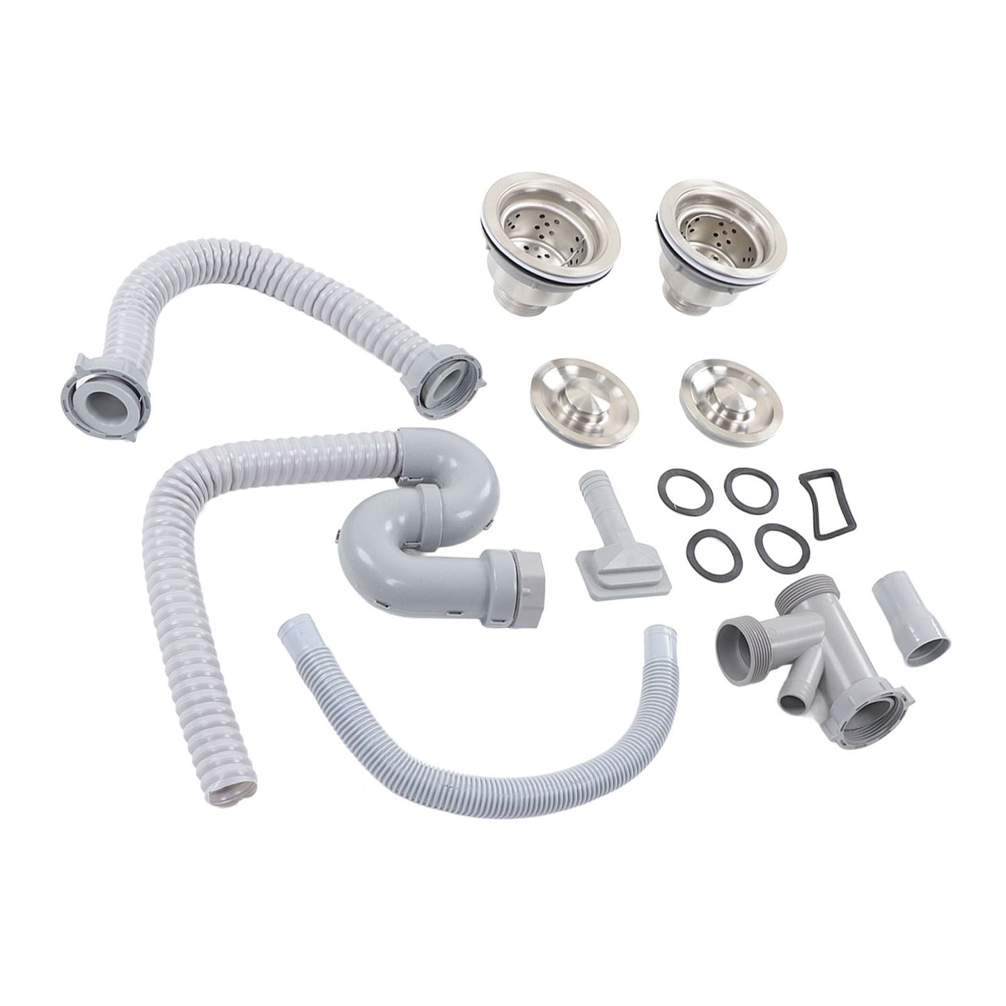 Kitchen Sink Drainer Pipe Stainless Steel S Bent with Double Drains Sewer Pipe Set for Bathroom Home V1294-YM0512-3112220081811