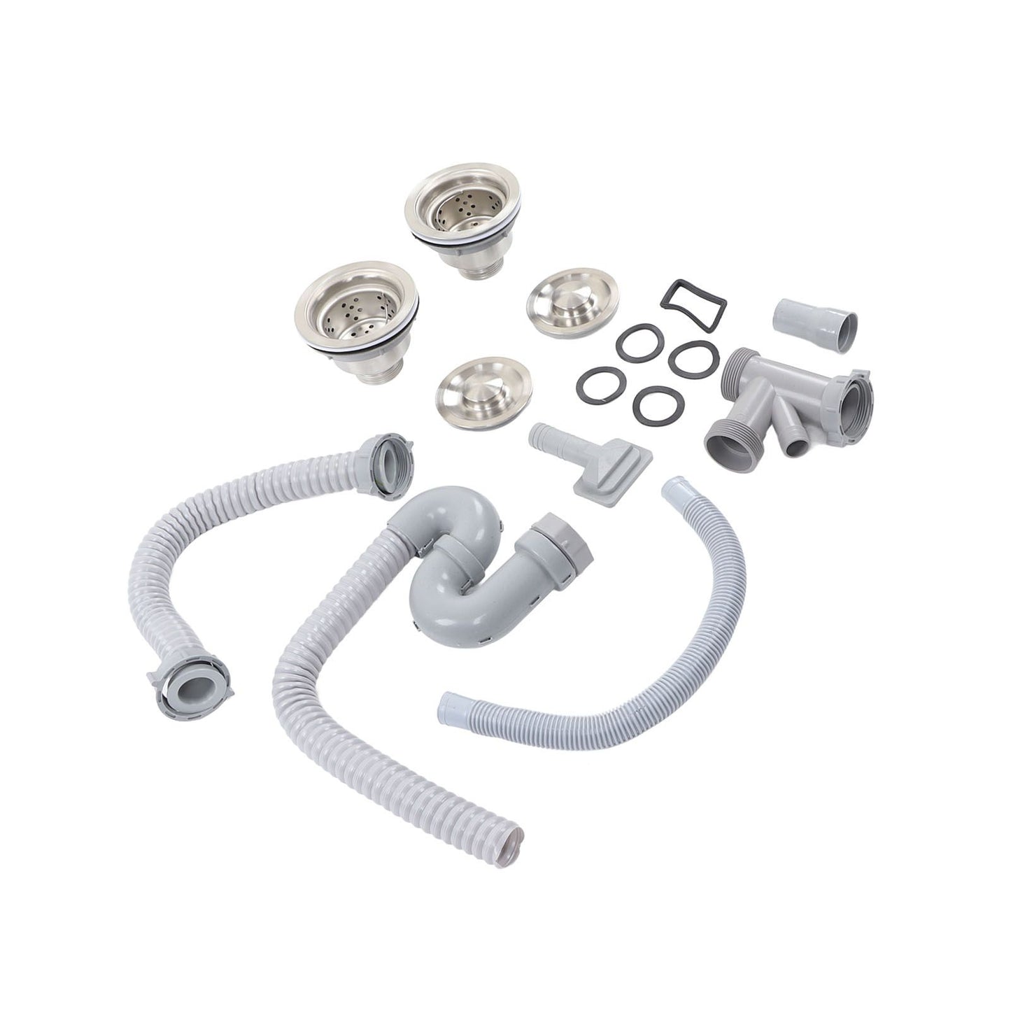 Kitchen Sink Drainer Pipe Stainless Steel S Bent with Double Drains Sewer Pipe Set for Bathroom Home V1294-YM0512-3112220081811