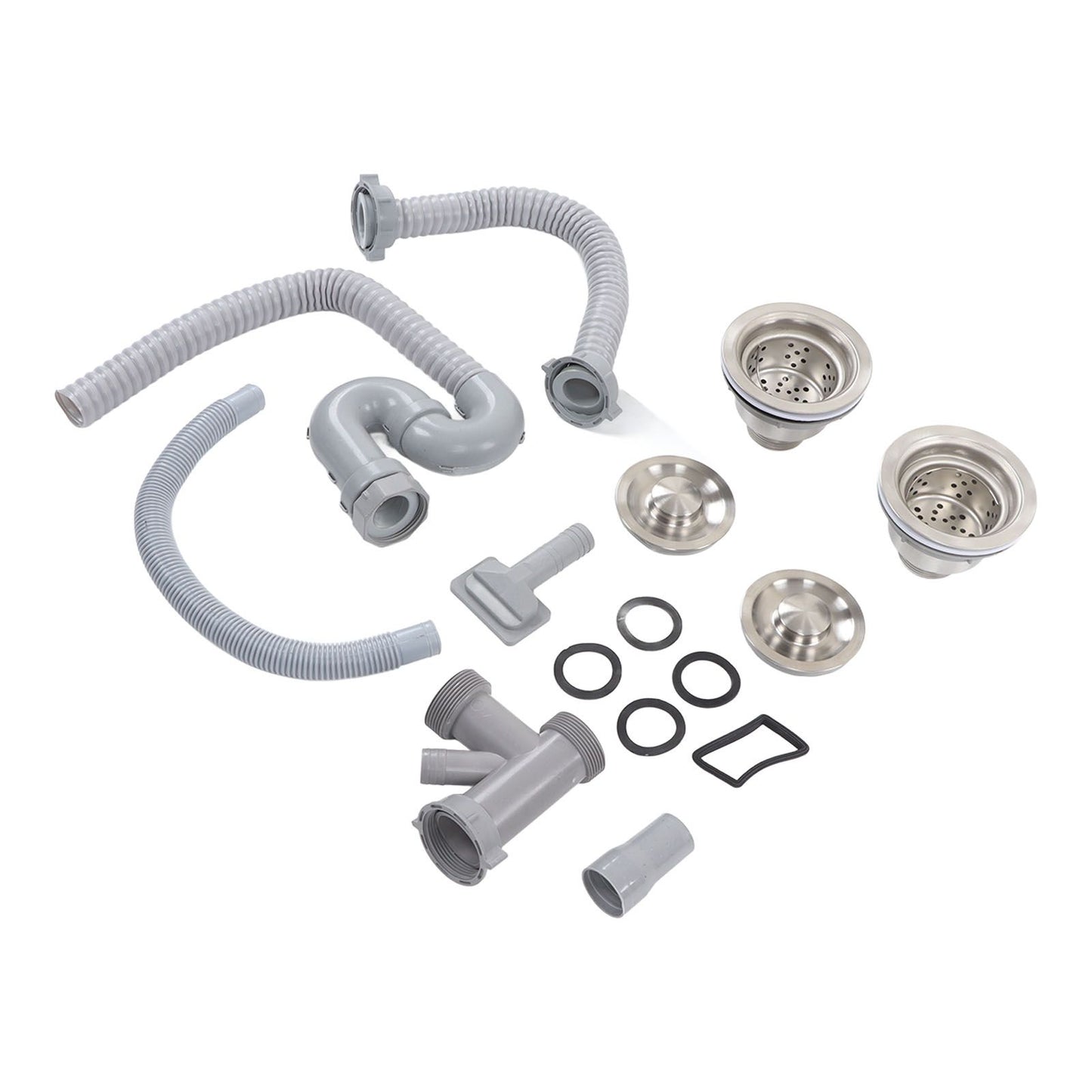 Kitchen Sink Drainer Pipe Stainless Steel S Bent with Double Drains Sewer Pipe Set for Bathroom Home V1294-YM0512-3112220081811