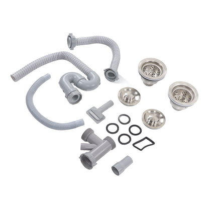 Kitchen Sink Drainer Pipe Stainless Steel S Bent with Double Drains Sewer Pipe Set for Bathroom Home V1294-YM0512-3112220081811