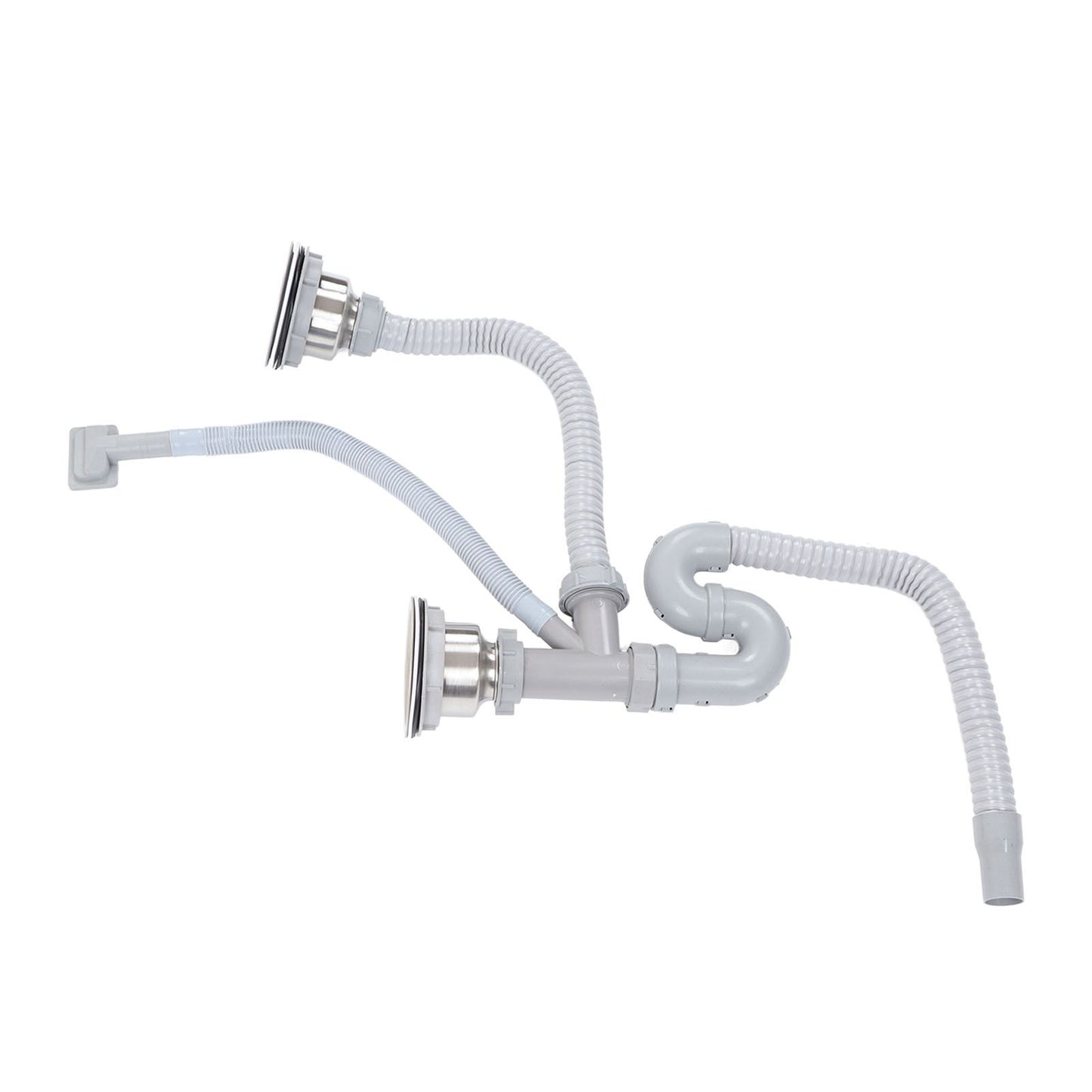 Kitchen Sink Drainer Pipe Stainless Steel S Bent with Double Drains Sewer Pipe Set for Bathroom Home V1294-YM0512-3112220081811