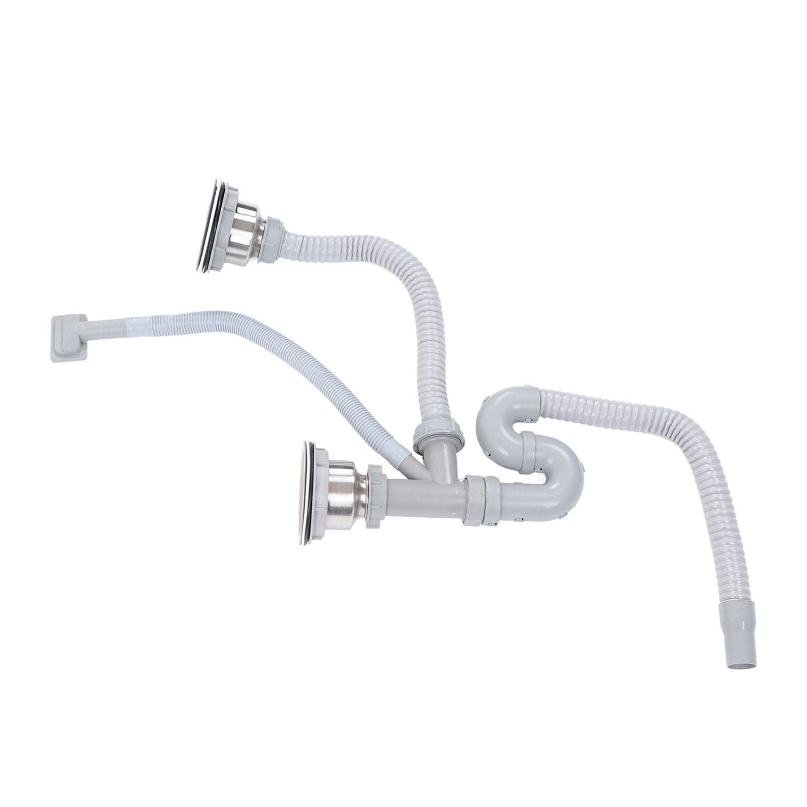 Kitchen Sink Drainer Pipe Stainless Steel S Bent with Double Drains Sewer Pipe Set for Bathroom Home V1294-YM0512-3112220081811
