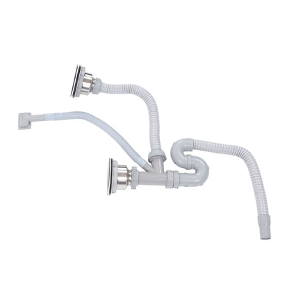 Kitchen Sink Drainer Pipe Stainless Steel S Bent with Double Drains Sewer Pipe Set for Bathroom Home V1294-YM0512-3112220081811