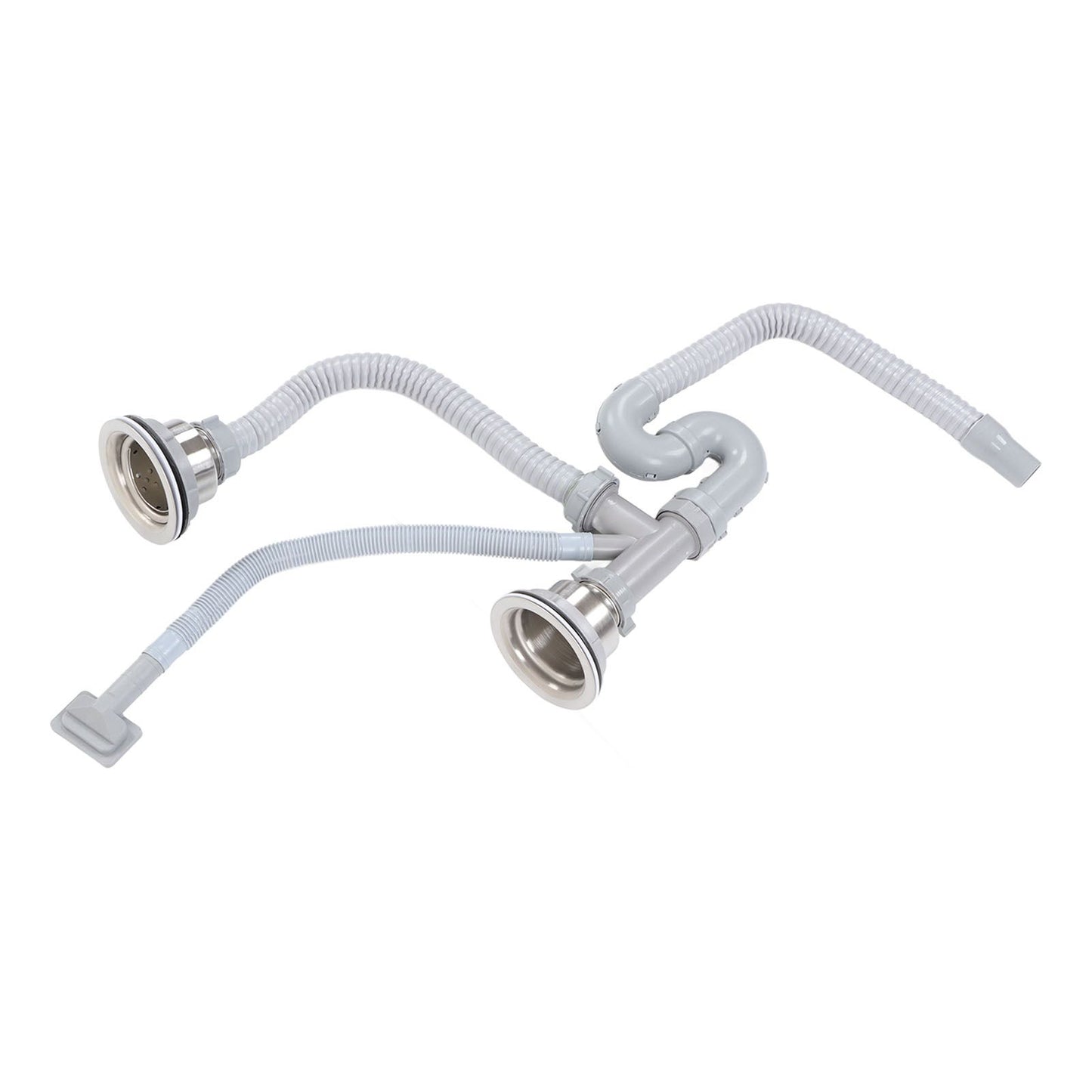 Kitchen Sink Drainer Pipe Stainless Steel S Bent with Double Drains Sewer Pipe Set for Bathroom Home V1294-YM0512-3112220081811