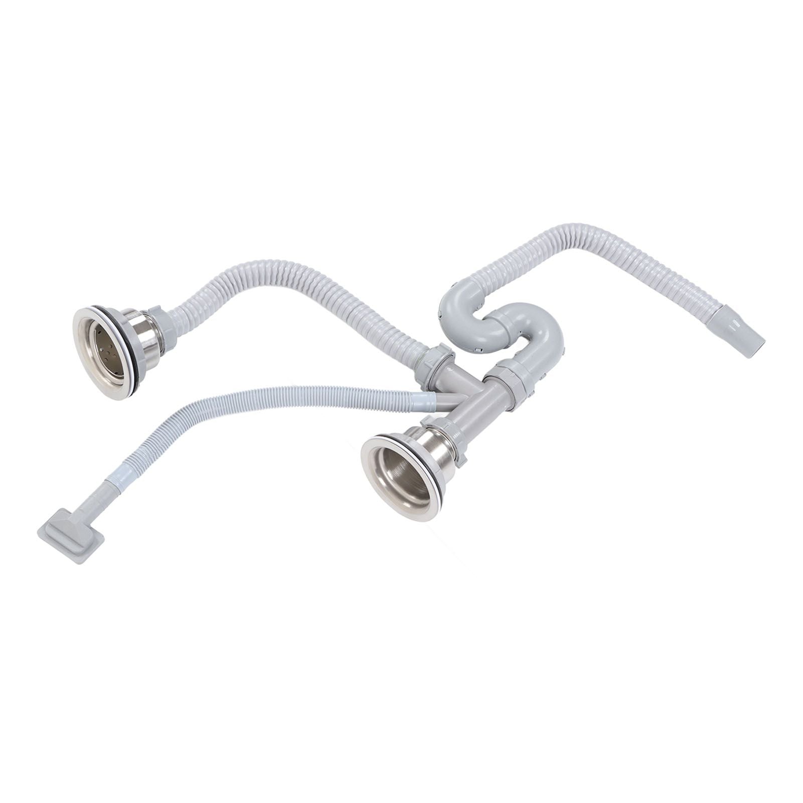 Kitchen Sink Drainer Pipe Stainless Steel S Bent with Double Drains Sewer Pipe Set for Bathroom Home V1294-YM0512-3112220081811