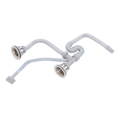 Kitchen Sink Drainer Pipe Stainless Steel S Bent with Double Drains Sewer Pipe Set for Bathroom Home V1294-YM0512-3112220081811