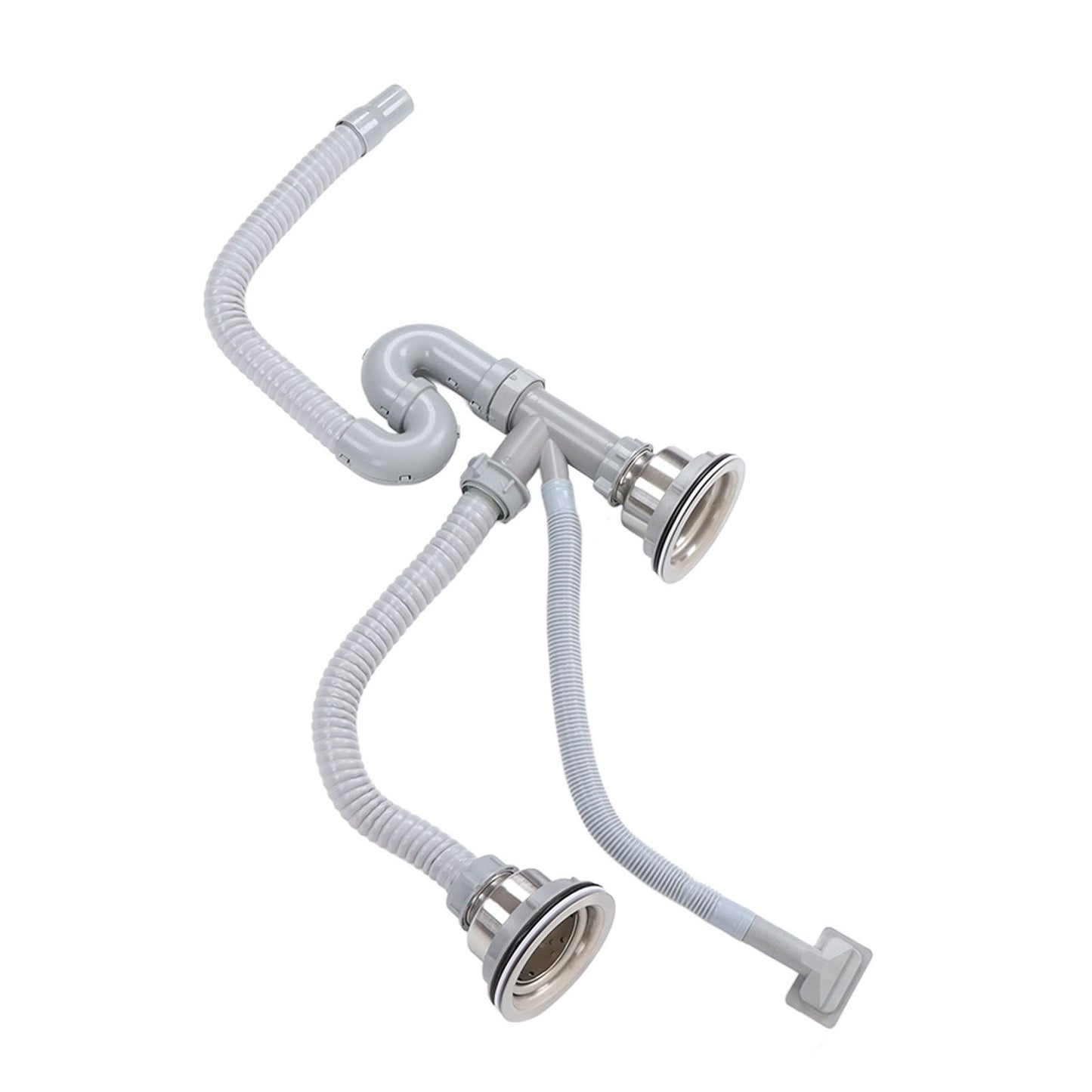 Kitchen Sink Drainer Pipe Stainless Steel S Bent with Double Drains Sewer Pipe Set for Bathroom Home V1294-YM0512-3112220081811