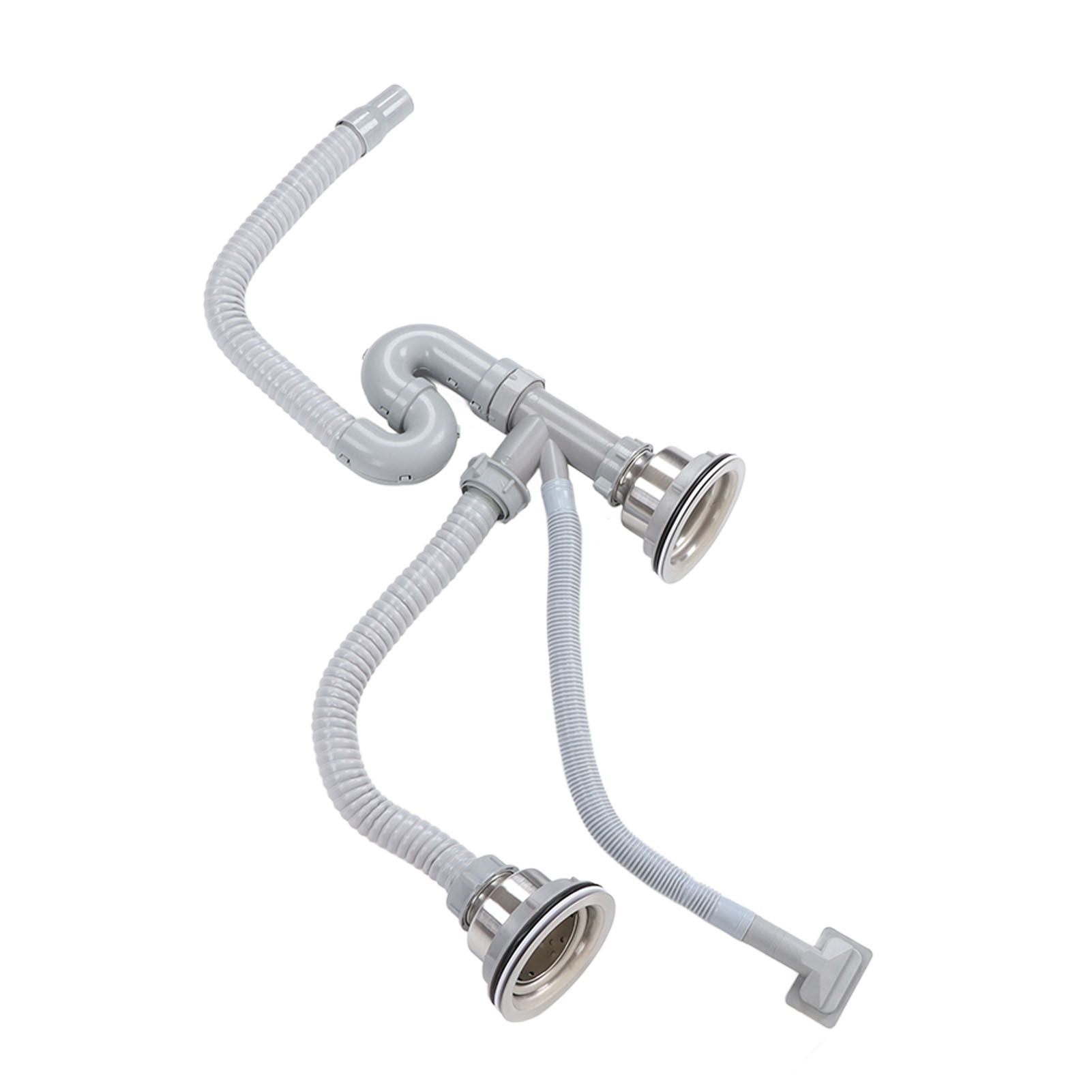 Kitchen Sink Drainer Pipe Stainless Steel S Bent with Double Drains Sewer Pipe Set for Bathroom Home V1294-YM0512-3112220081811