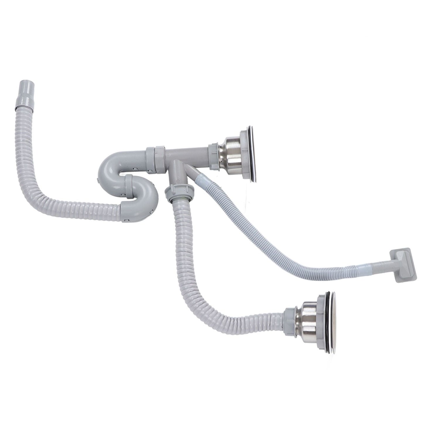 Kitchen Sink Drainer Pipe Stainless Steel S Bent with Double Drains Sewer Pipe Set for Bathroom Home V1294-YM0512-3112220081811