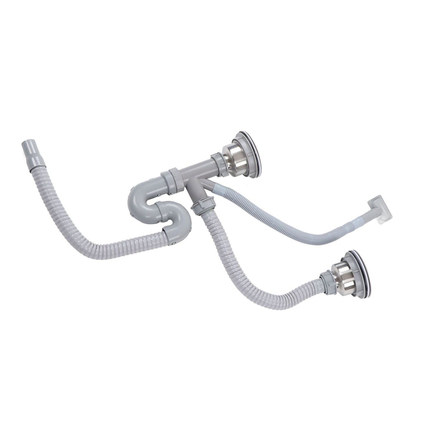 Kitchen Sink Drainer Pipe Stainless Steel S Bent with Double Drains Sewer Pipe Set for Bathroom Home V1294-YM0512-3112220081811