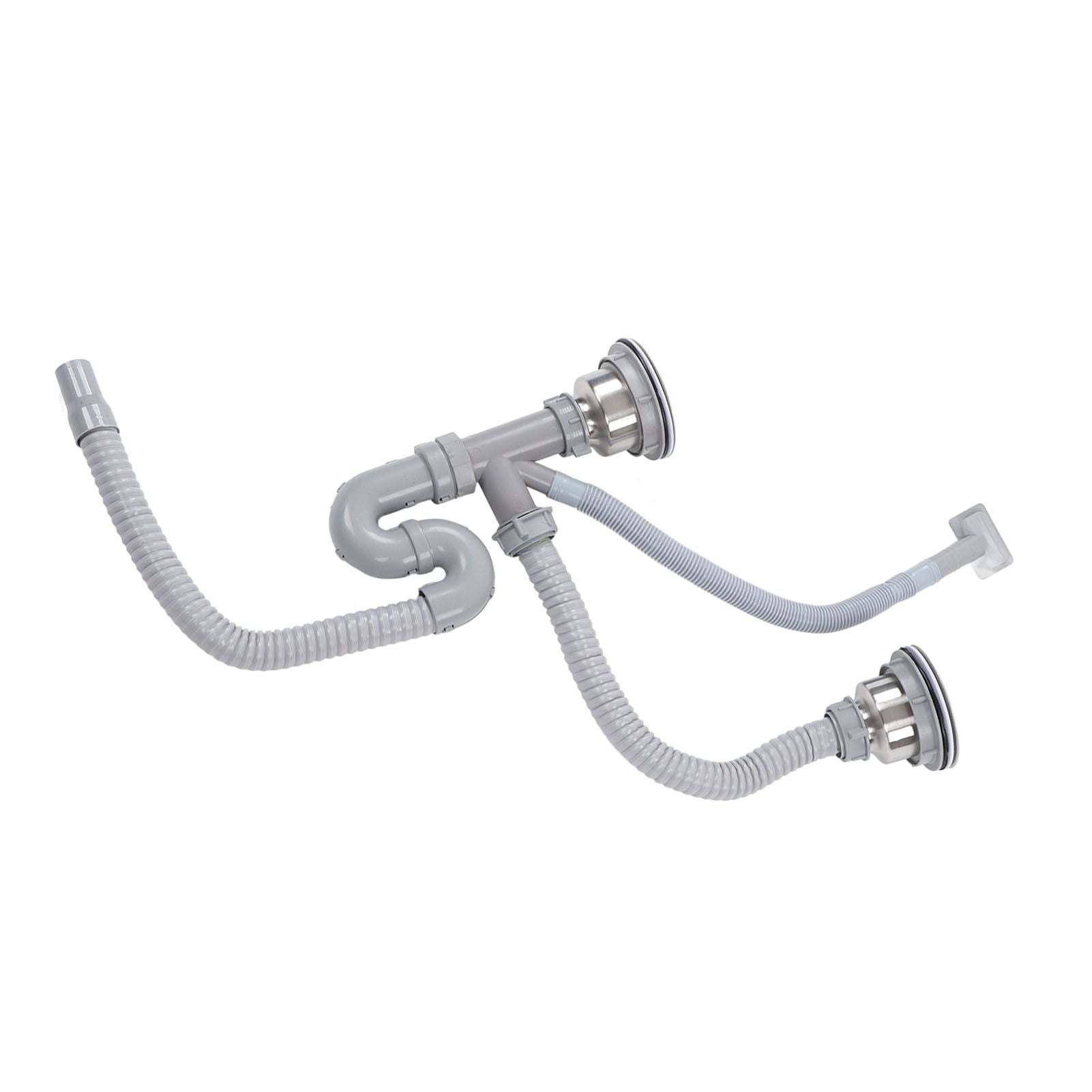 Kitchen Sink Drainer Pipe Stainless Steel S Bent with Double Drains Sewer Pipe Set for Bathroom Home V1294-YM0512-3112220081811