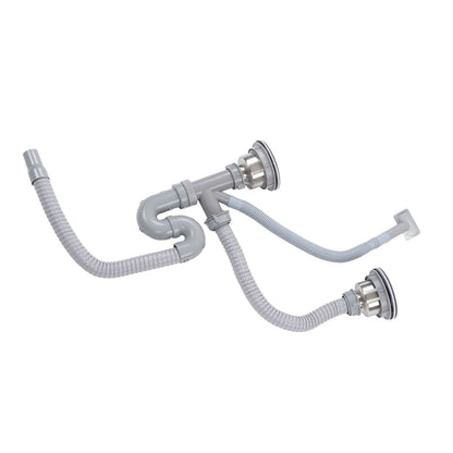 Kitchen Sink Drainer Pipe Stainless Steel S Bent with Double Drains Sewer Pipe Set for Bathroom Home V1294-YM0512-3112220081811