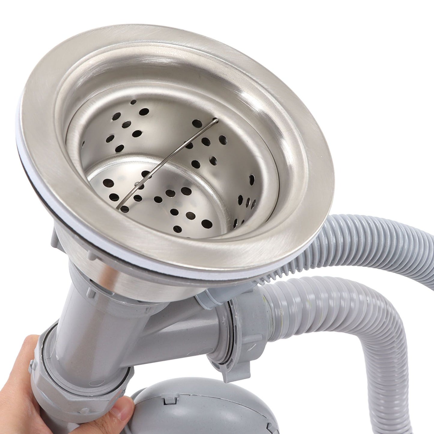 Kitchen Sink Drainer Pipe Stainless Steel S Bent with Double Drains Sewer Pipe Set for Bathroom Home V1294-YM0512-3112220081811