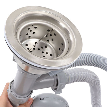 Kitchen Sink Drainer Pipe Stainless Steel S Bent with Double Drains Sewer Pipe Set for Bathroom Home V1294-YM0512-3112220081811