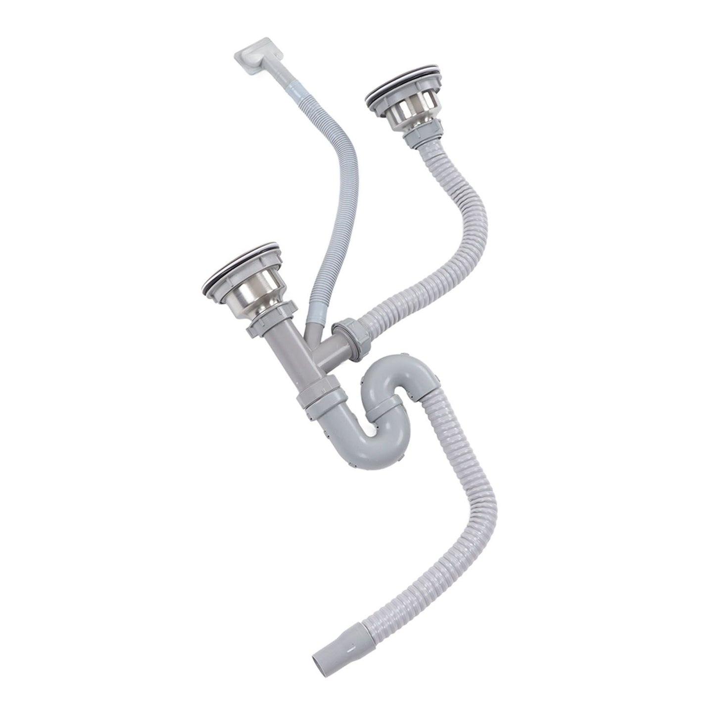Kitchen Sink Drainer Pipe Stainless Steel S Bent with Double Drains Sewer Pipe Set for Bathroom Home V1294-YM0512-3112220081811