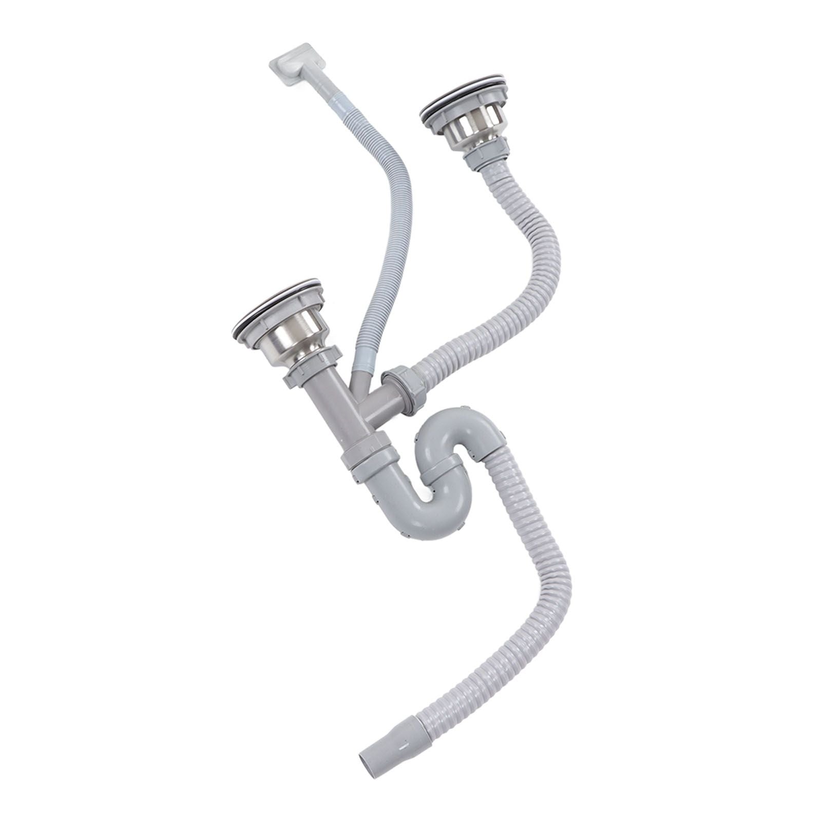 Kitchen Sink Drainer Pipe Stainless Steel S Bent with Double Drains Sewer Pipe Set for Bathroom Home V1294-YM0512-3112220081811