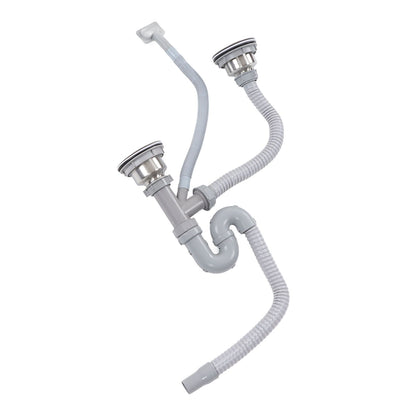 Kitchen Sink Drainer Pipe Stainless Steel S Bent with Double Drains Sewer Pipe Set for Bathroom Home V1294-YM0512-3112220081811