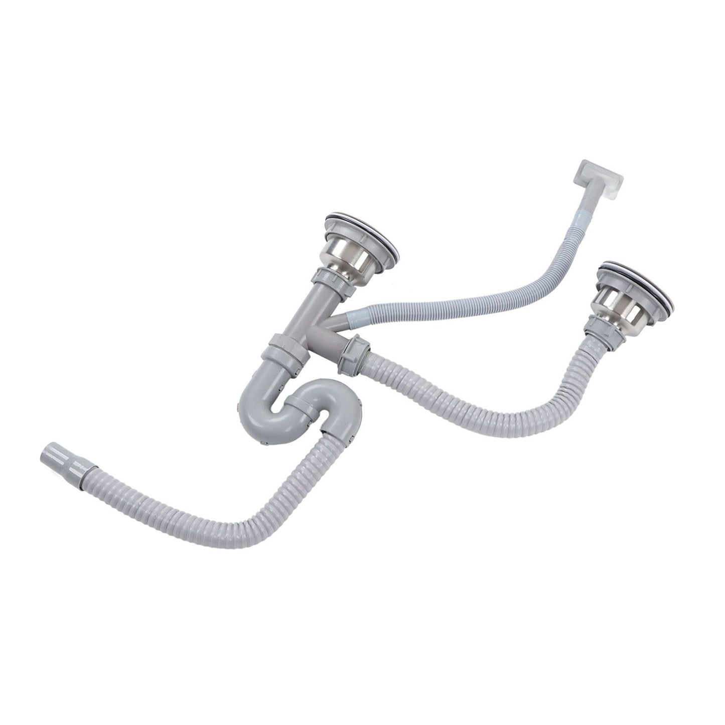 Kitchen Sink Drainer Pipe Stainless Steel S Bent with Double Drains Sewer Pipe Set for Bathroom Home V1294-YM0512-3112220081811