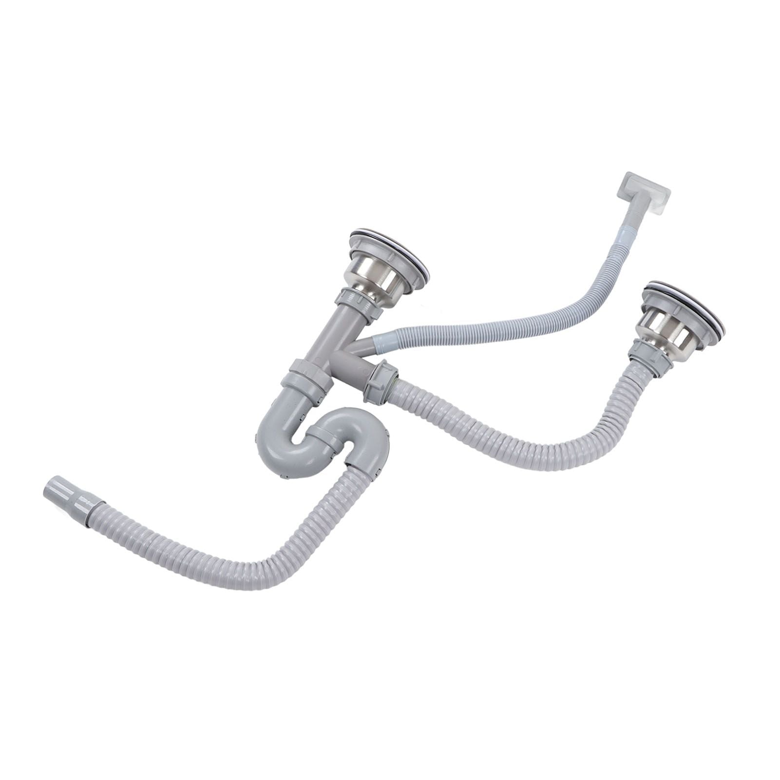 Kitchen Sink Drainer Pipe Stainless Steel S Bent with Double Drains Sewer Pipe Set for Bathroom Home V1294-YM0512-3112220081811