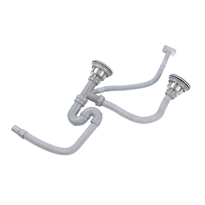 Kitchen Sink Drainer Pipe Stainless Steel S Bent with Double Drains Sewer Pipe Set for Bathroom Home V1294-YM0512-3112220081811