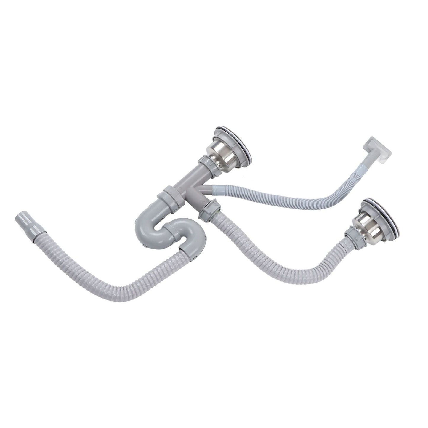 Kitchen Sink Drainer Pipe Stainless Steel S Bent with Double Drains Sewer Pipe Set for Bathroom Home V1294-YM0512-3112220081811