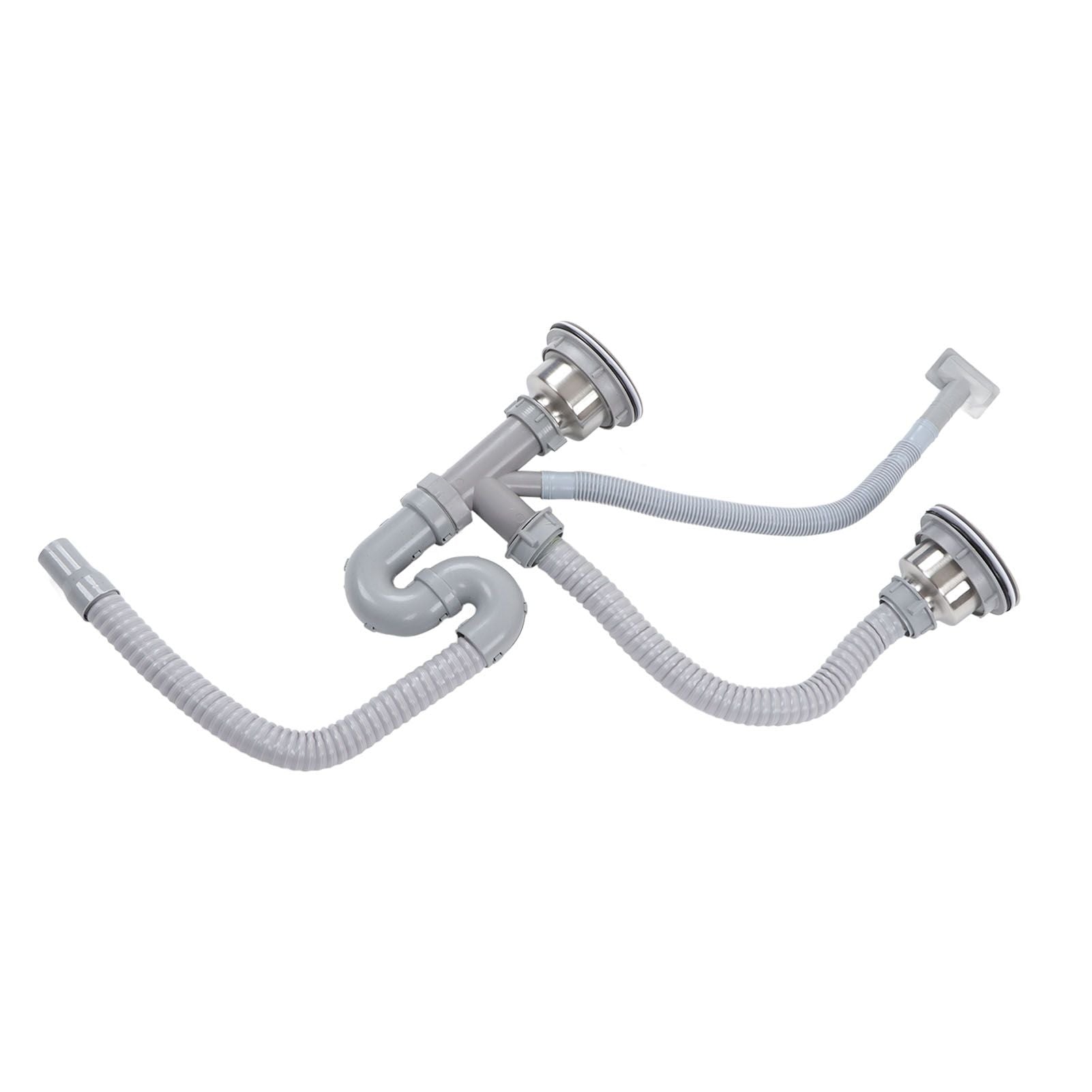 Kitchen Sink Drainer Pipe Stainless Steel S Bent with Double Drains Sewer Pipe Set for Bathroom Home V1294-YM0512-3112220081811
