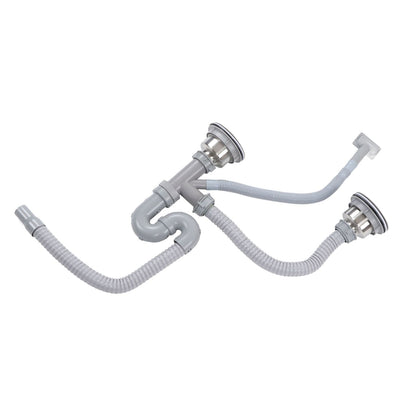 Kitchen Sink Drainer Pipe Stainless Steel S Bent with Double Drains Sewer Pipe Set for Bathroom Home V1294-YM0512-3112220081811