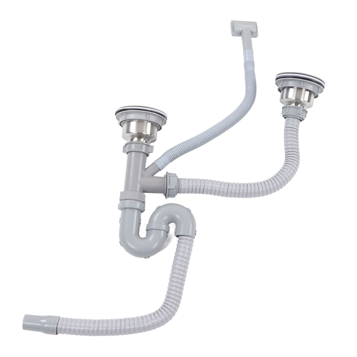 Kitchen Sink Drainer Pipe Stainless Steel S Bent with Double Drains Sewer Pipe Set for Bathroom Home V1294-YM0512-3112220081811