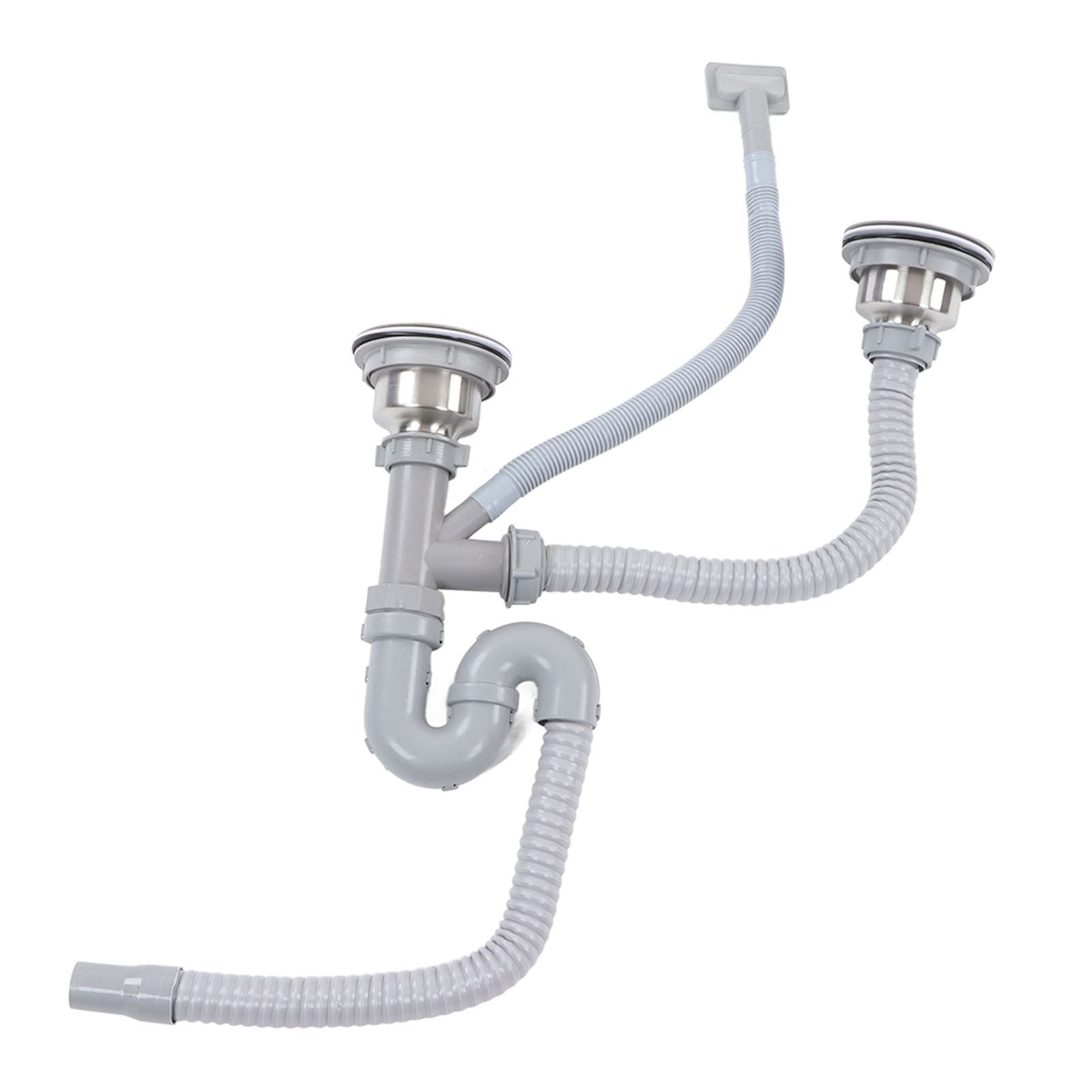 Kitchen Sink Drainer Pipe Stainless Steel S Bent with Double Drains Sewer Pipe Set for Bathroom Home V1294-YM0512-3112220081811