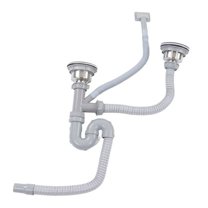 Kitchen Sink Drainer Pipe Stainless Steel S Bent with Double Drains Sewer Pipe Set for Bathroom Home V1294-YM0512-3112220081811
