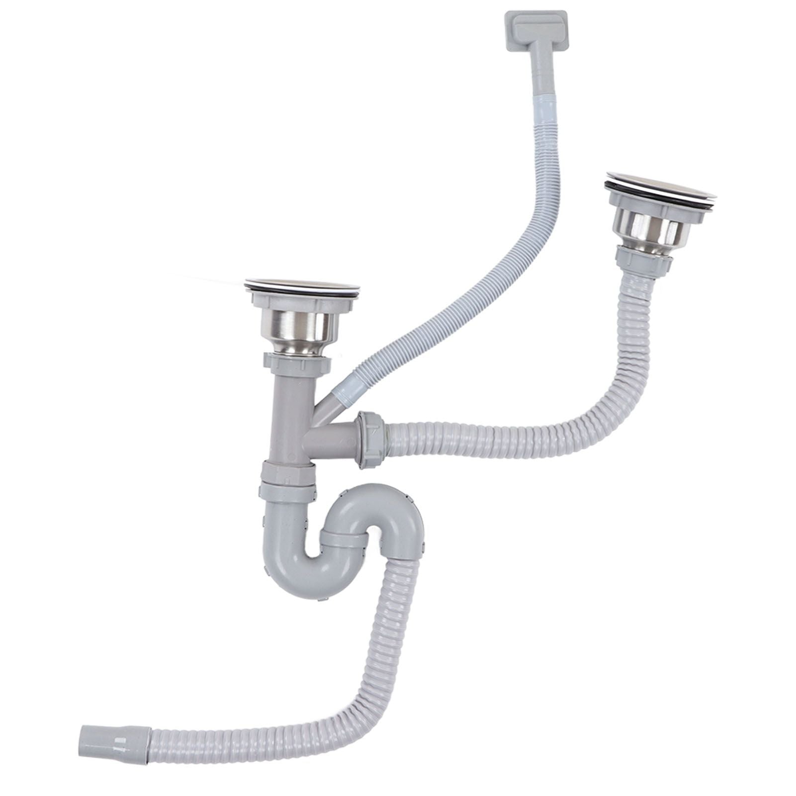 Kitchen Sink Drainer Pipe Stainless Steel S Bent with Double Drains Sewer Pipe Set for Bathroom Home V1294-YM0512-3112220081811
