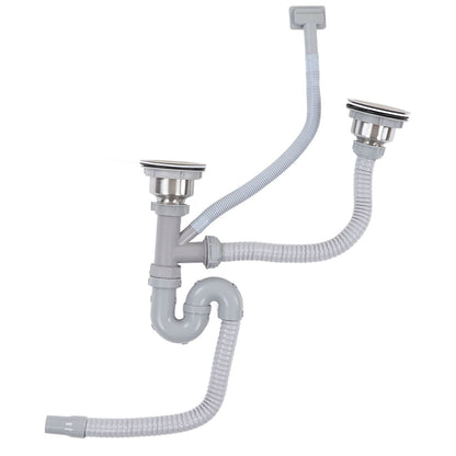 Kitchen Sink Drainer Pipe Stainless Steel S Bent with Double Drains Sewer Pipe Set for Bathroom Home V1294-YM0512-3112220081811