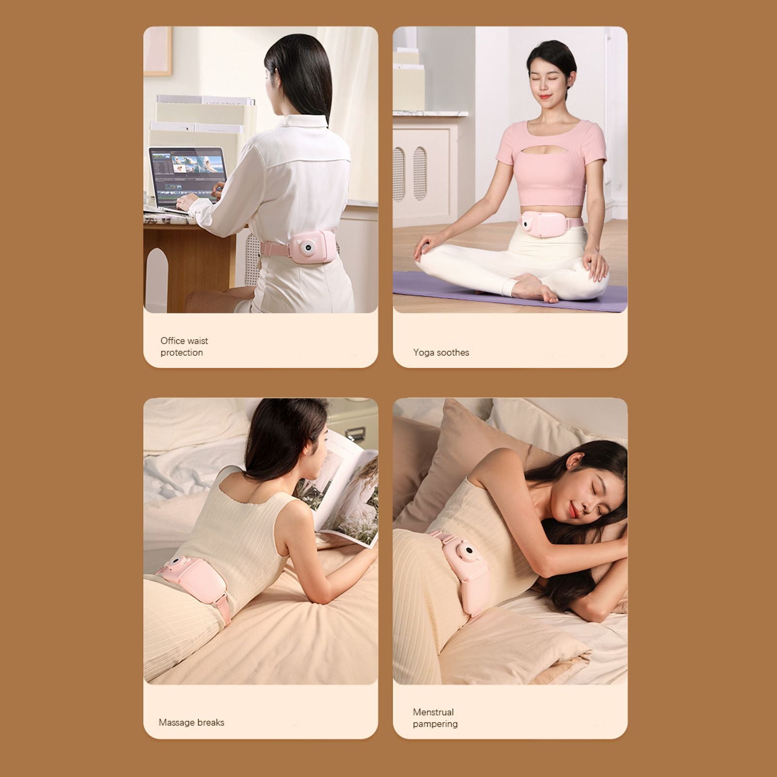 Foldable Menstrual Pain Belt Digital Display USB Charging Fast Heating Waist Warming Belt for Women Orange V1294-YM0512-3113220271113