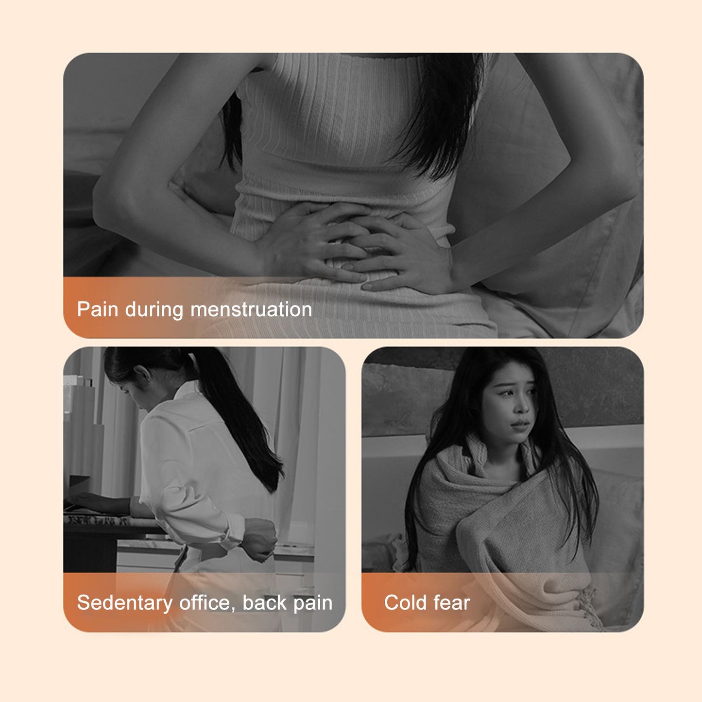 Foldable Menstrual Pain Belt Digital Display USB Charging Fast Heating Waist Warming Belt for Women Orange V1294-YM0512-3113220271113