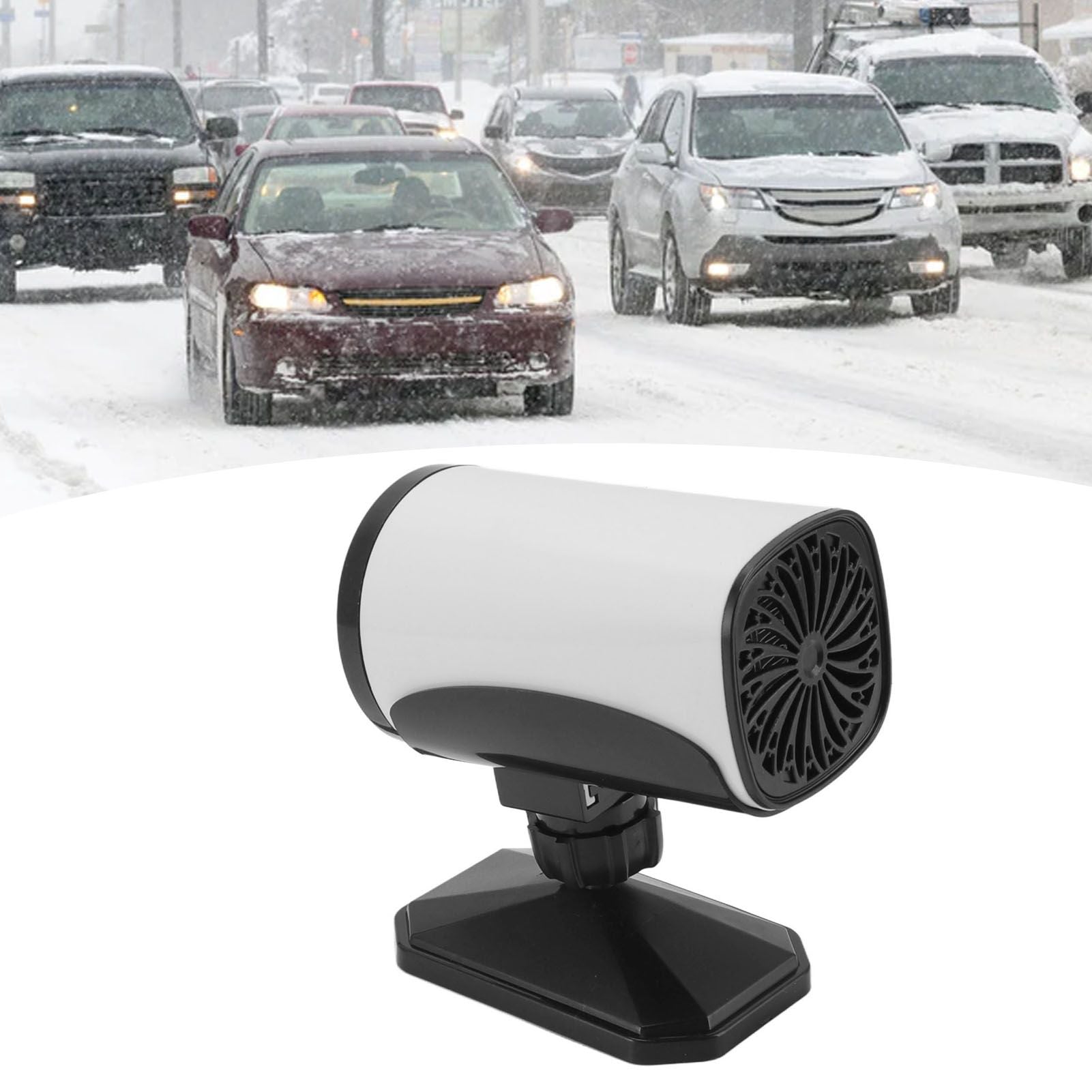 150W Car Heater 2 Modes Warming Cooling 360 Degree Rotation Portable Car Defroster Defogger 12V White V1294-YM0512-3113220272211