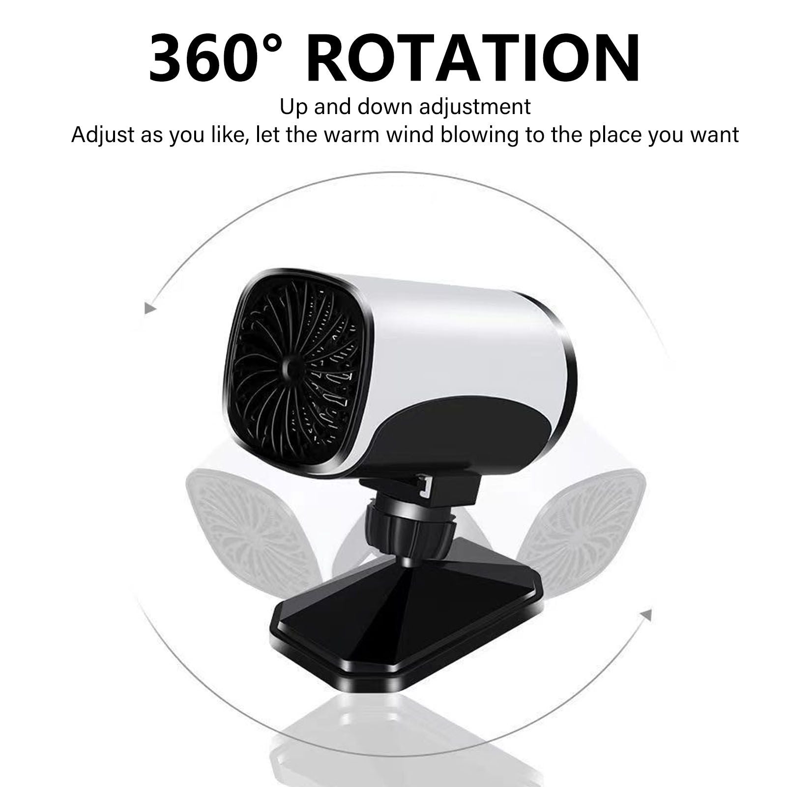 150W Car Heater 2 Modes Warming Cooling 360 Degree Rotation Portable Car Defroster Defogger 12V White V1294-YM0512-3113220272211