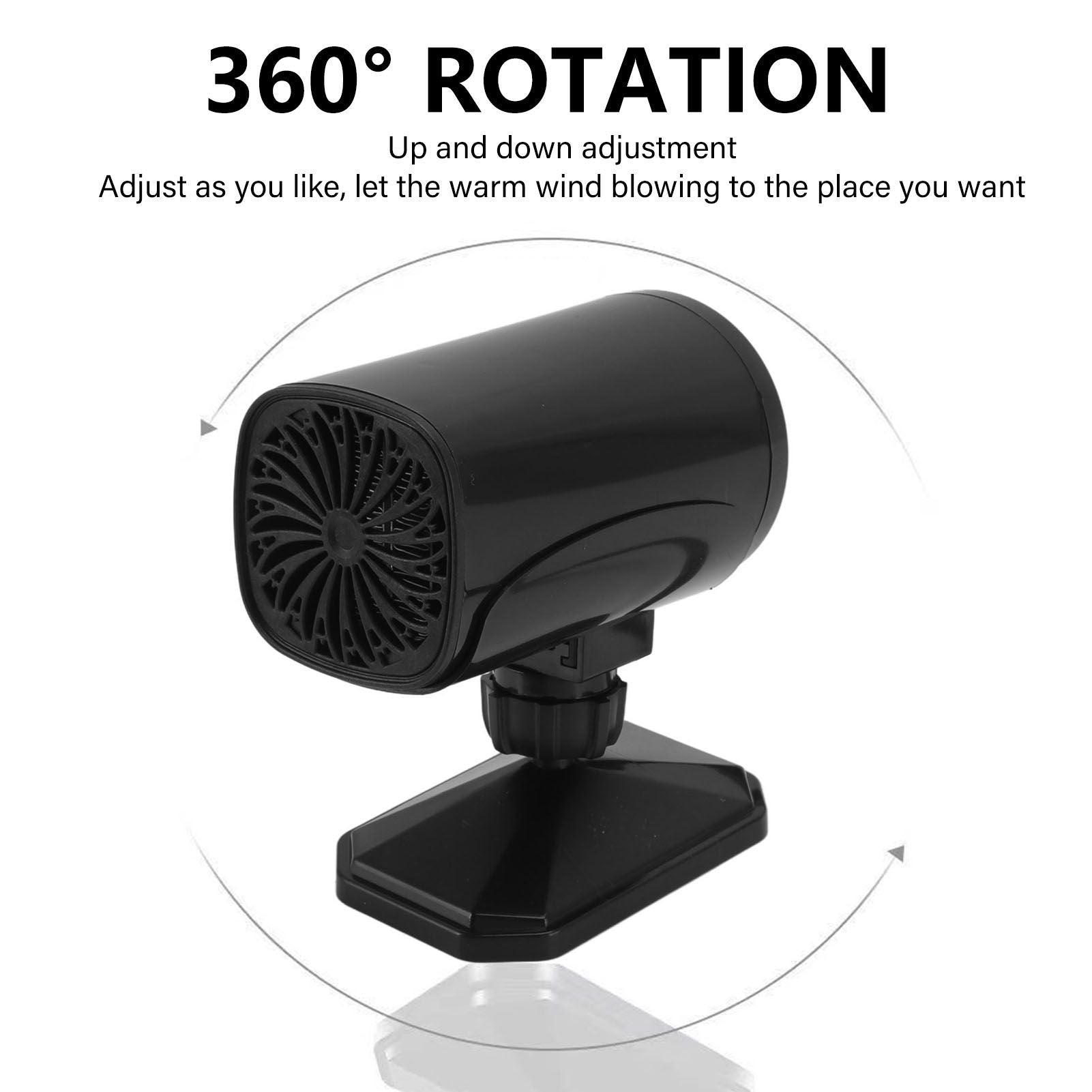 150W Car Heater 2 Modes Warming Cooling 360 Degree Rotation Portable Car Defroster Defogger 12V Black V1294-YM0512-3113220272212