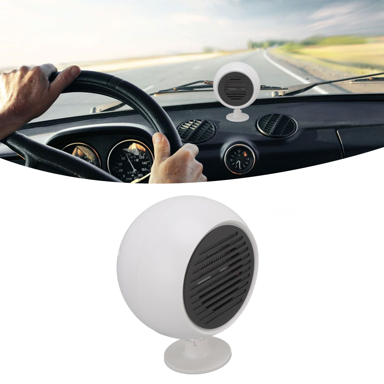 Car Heater Constant Temperature Low Noise Wide Angle 360 degrees Adjustable Car Heater Fan White 12V V1294-YM0512-3113220273111