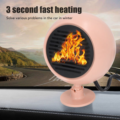 Car Heater Multi Angle Rotation Planetary Car Heater Portable Windshield Defogger Defroster Pink 12V V1294-YM0512-3113220273211