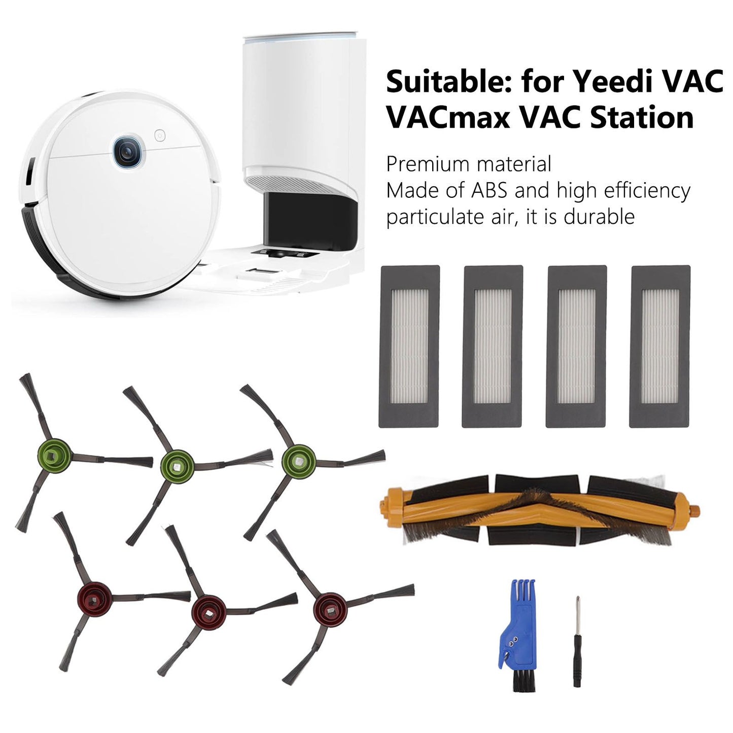 Sweeper Replacement Accessories for Yeedi VAC VACmax VAC Station Main Brush Side Brush Filter Screwdriver Kit V1294-YM0512-3113220273311