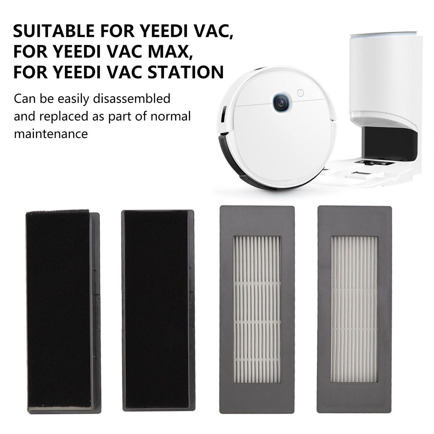 4Pcs Replacement Filter for Yeedi VAC Max Station Vacuum Cleaner Replacement Repair Parts V1294-YM0512-3113220273411