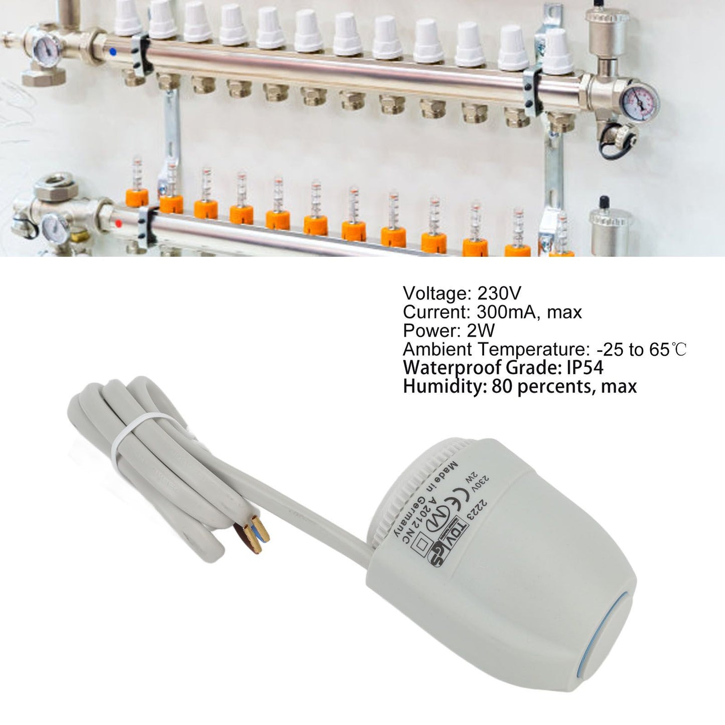 2W Electric Thermal Actuator Manifold Closed IP54 Waterproof Floor Heating Thermostatic Valve for Heating V1294-YM0512-3113220274211