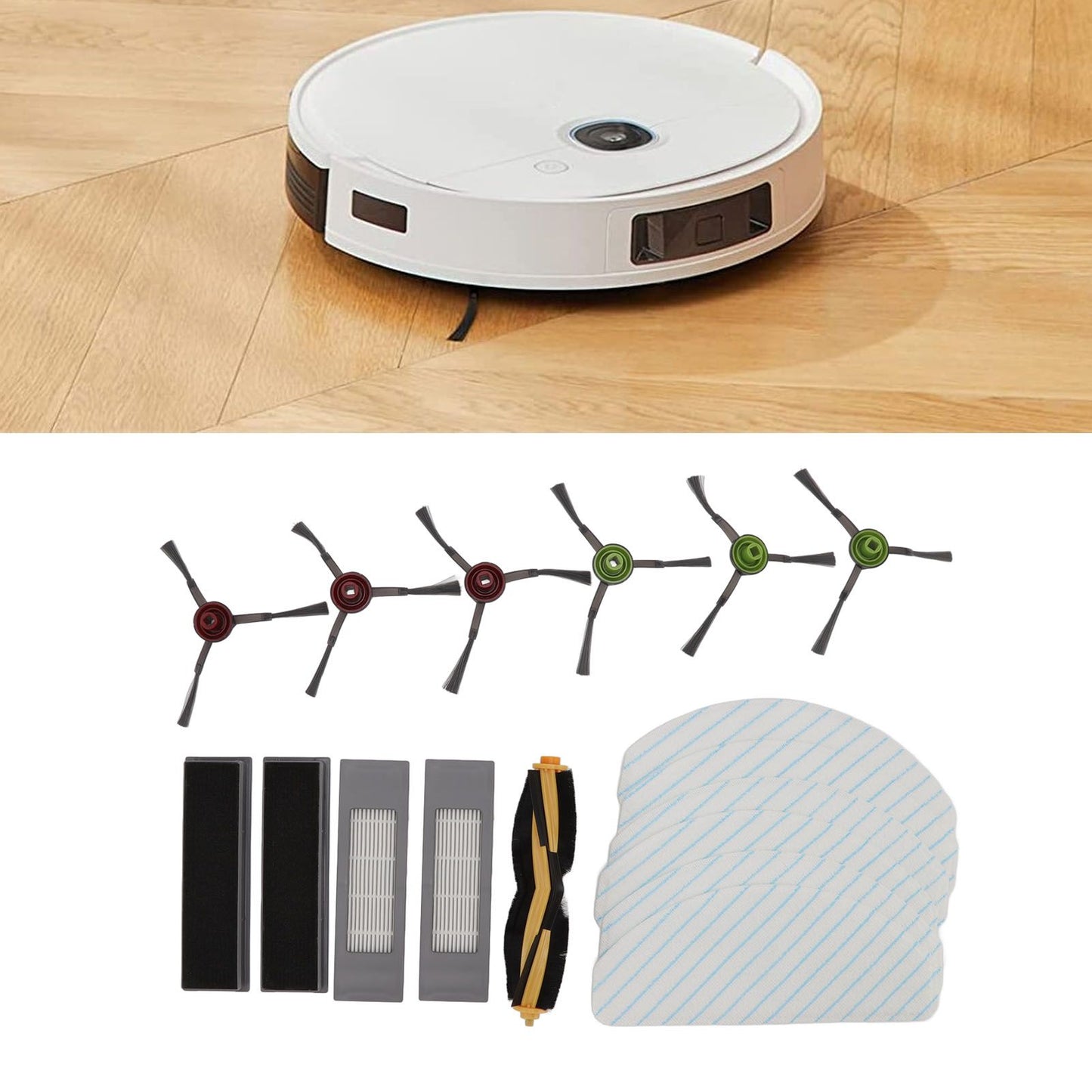 Replacement Accessories Kit for Yeedi Vac 2pro Robot Cleaner Main Side Brush with Filter and Mopping Cloths V1294-YM0512-3113220274411