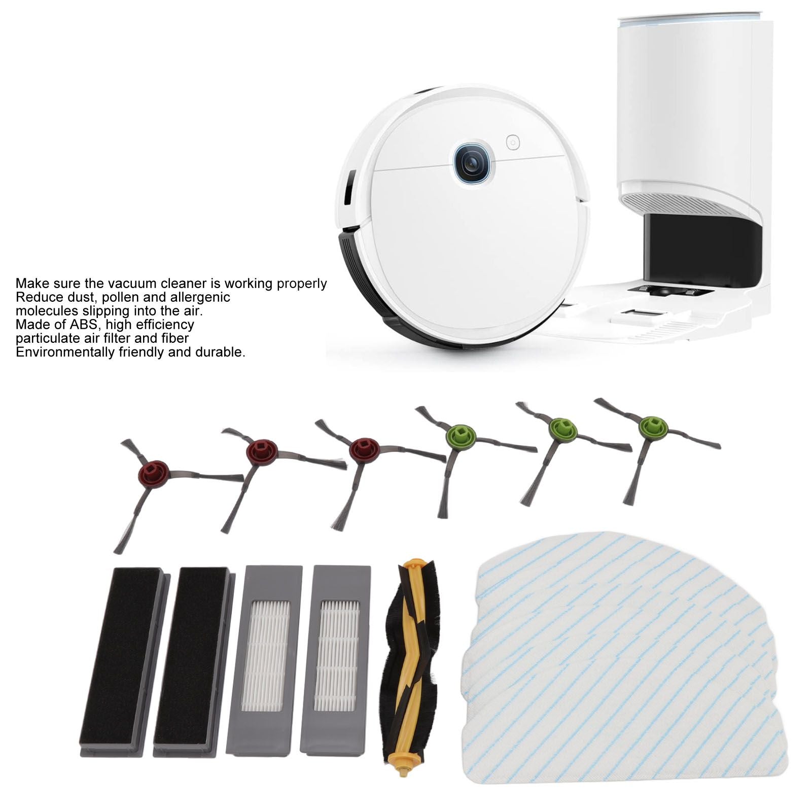 Replacement Accessories Kit for Yeedi Vac 2pro Robot Cleaner Main Side Brush with Filter and Mopping Cloths V1294-YM0512-3113220274411