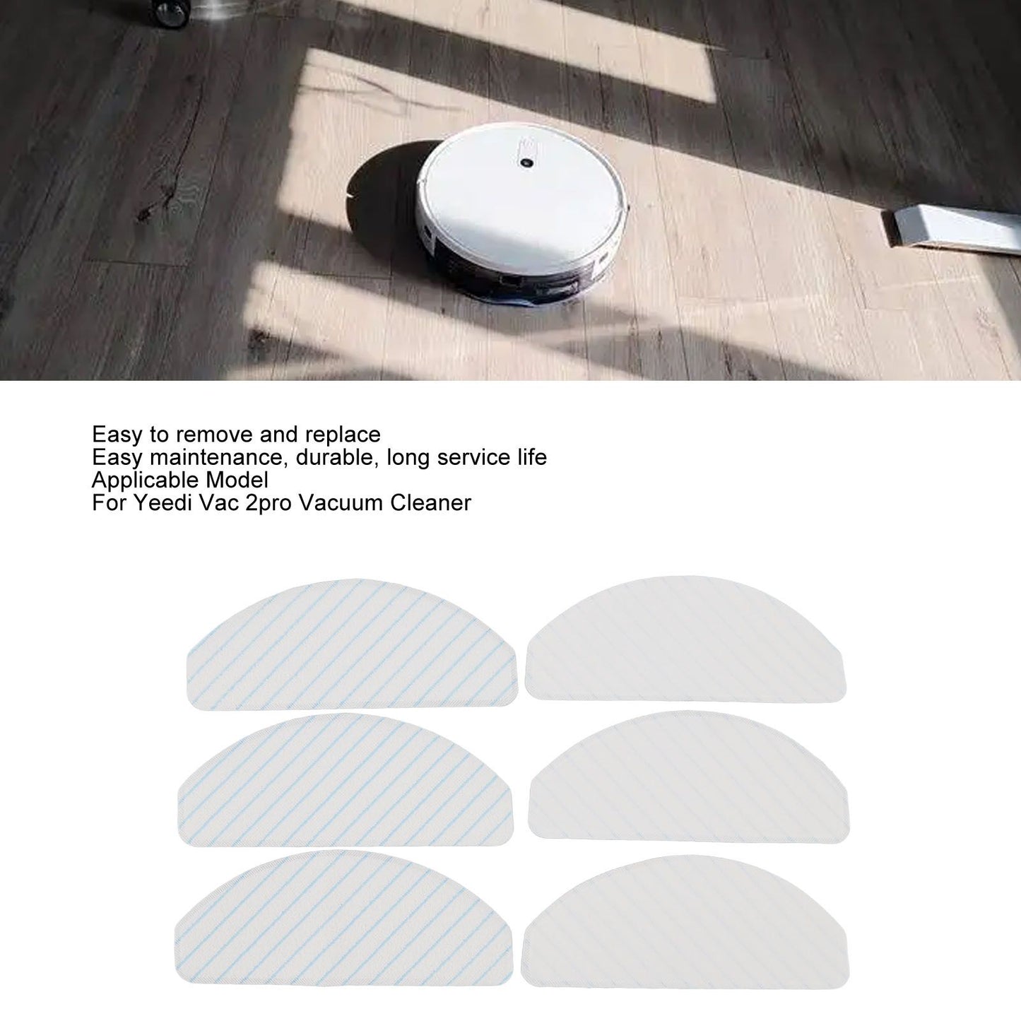 6 Pcs Mop Cloth for Yeedi Vac 2pro Vacuum Cleaner Cleaning Pads Replacement Parts Sweeper Accessories V1294-YM0512-3113220274511