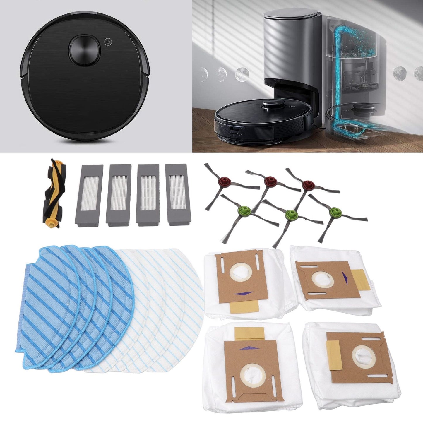 Sweeper Brush Filter Dust Bag Cloth and Rag Sweeper Accessories for DEEBOT OZMO T8 T8aivi Replacement V1294-YM0512-3113220274811