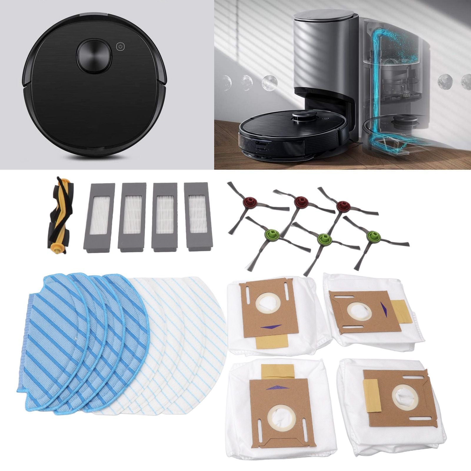 Sweeper Brush Filter Dust Bag Cloth and Rag Sweeper Accessories for DEEBOT OZMO T8 T8aivi Replacement V1294-YM0512-3113220274811