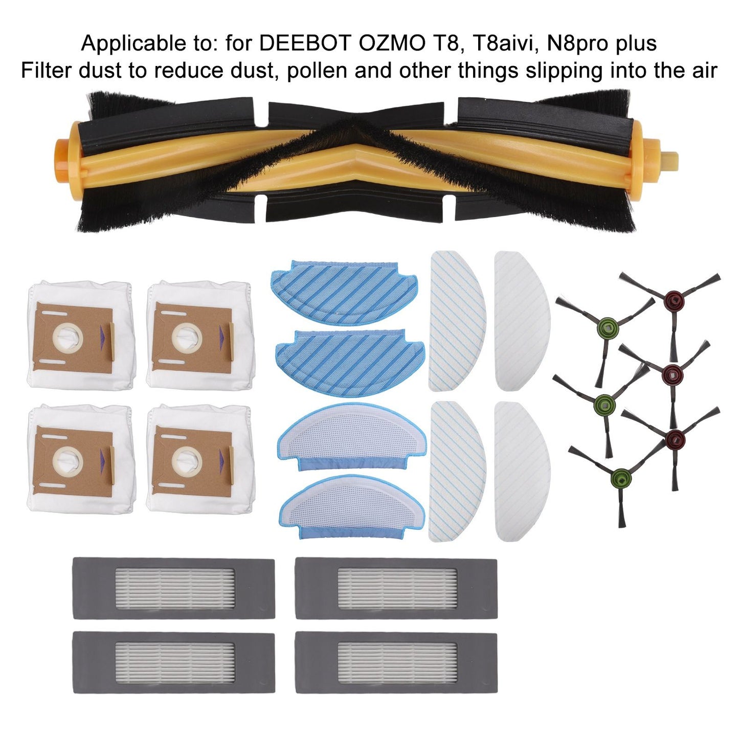 Sweeper Brush Filter Dust Bag Cloth and Rag Sweeper Accessories for DEEBOT OZMO T8 T8aivi Replacement V1294-YM0512-3113220274811