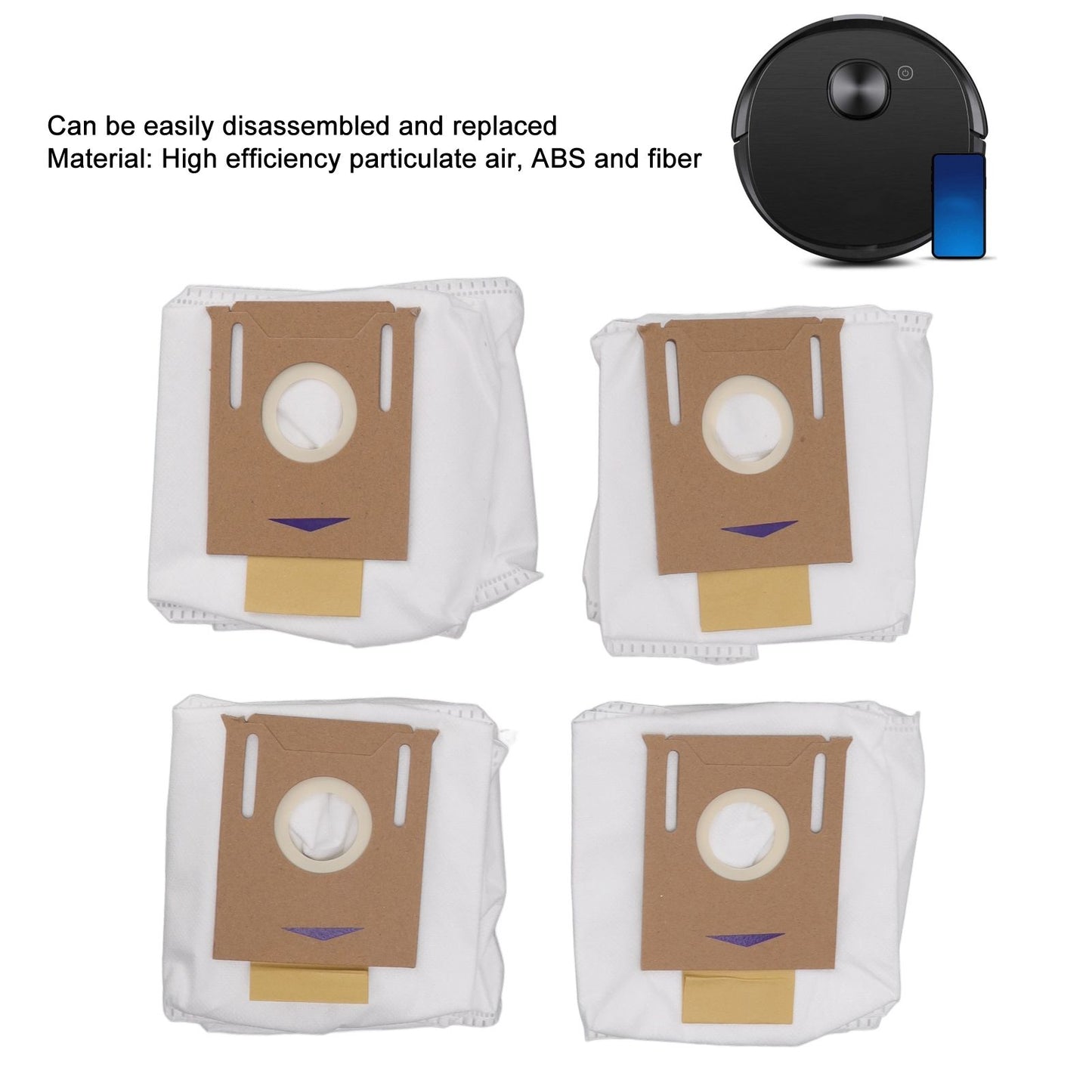 4PCS Sweeper Dust Bag High Efficiency Particulate Air Vacuum Cleaner Dust Bag Replacement for T8aivi Cleaning V1294-YM0512-3113220275011